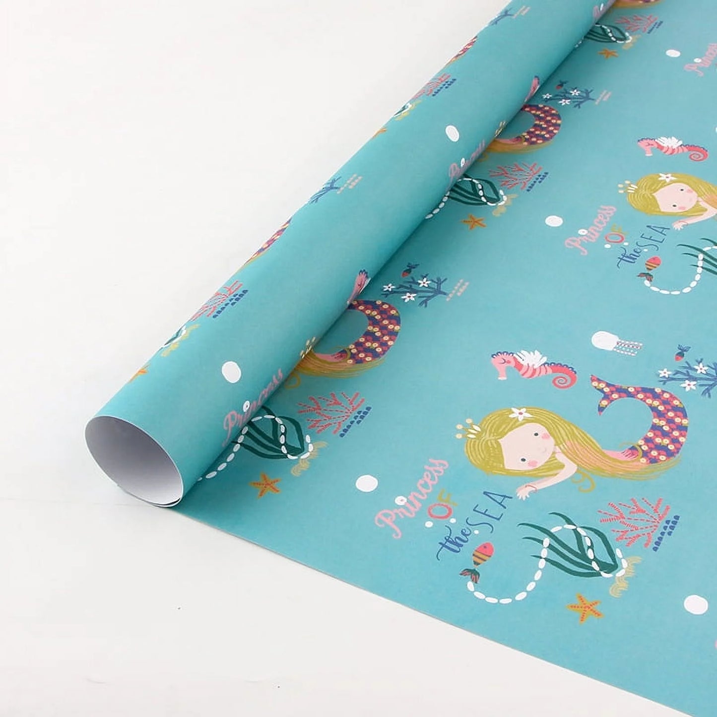 Mermaid Seahorse Seashell Gift Wrapping Paper, 12 Pack (20"X29")