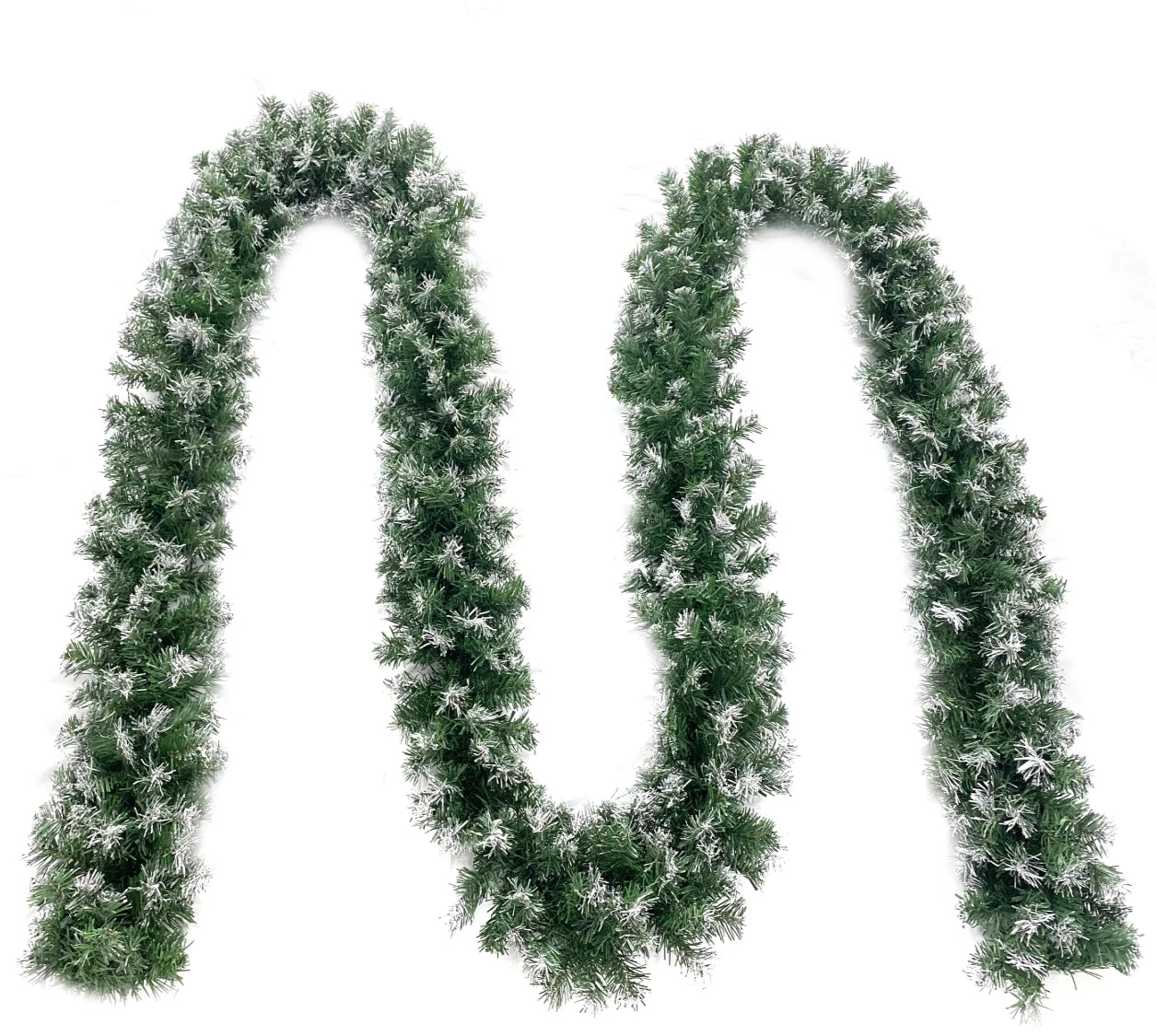 18Ft Christmas Garland with Battery Operated 50 LED Lights and Timer Snow Flocked Christmas Decorations Xmas Garland for Stairs Fireplaces Wall Door Xmas Garland