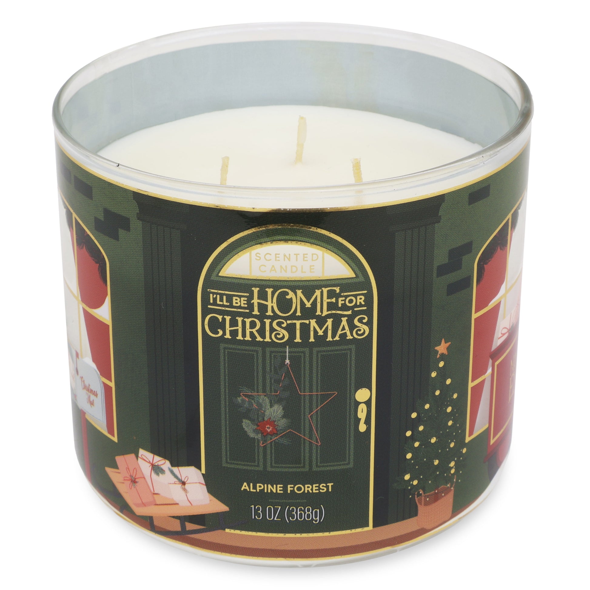 3-Wick Alpine Forest Scented Candle with a Star Scene Wrap, 13-Ounce