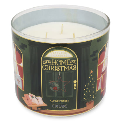 3-Wick Alpine Forest Scented Candle with a Star Scene Wrap, 13-Ounce