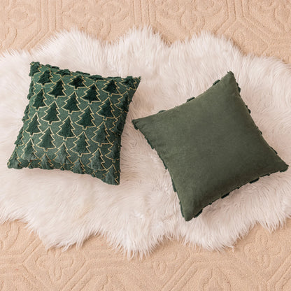 Christmas Tree Throw Pillow Covers, Soft Faux Fur Sequins Throw Pillows for Couch Sofa Bed Room Cushion Covers Holiday Decorations