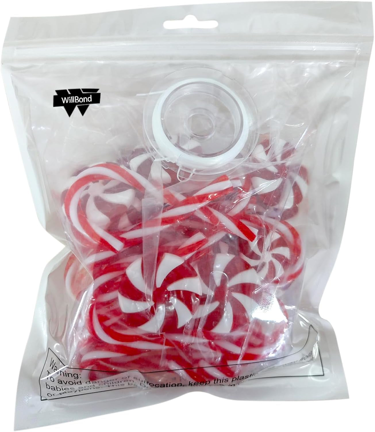 48 Pcs Christmas Candy Canes Ornament Plastic Christmas Tree Hanging Decoration Fake Swirl Candy Canes Garlands with Crystal Wire for Home Xmas Gift Indoor Outdoor Party Favor (Red and White)