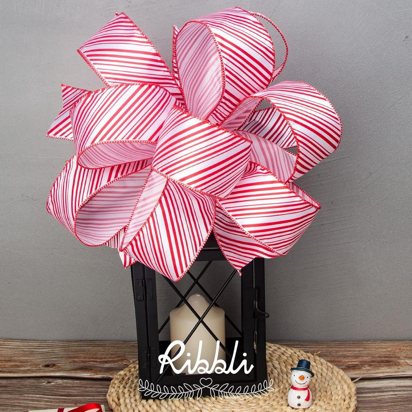 Candy Cane Ribbon Red and White Stripe Wired Satin,2-1/2 Inch X Continuous 10 Yard,Peppermint Stripe Christmas Ribbon for Big Bow, Wreath,Tree Decoration, Outdoor Decoration