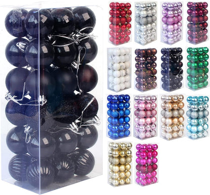 Christmas Shatterproof Tree Decoration Ball Ornaments for Holiday, Wedding, Party - 1.6" (4Cm) 36-Piece Set (Black)