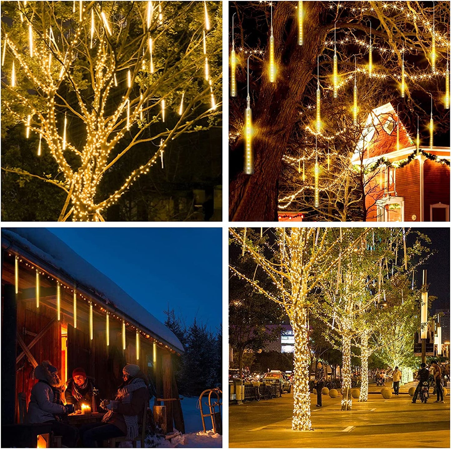 Meteor Shower Rain Lights, 19Ft 8 Tube 192 Leds Christmas Lights Icicles, Icicle Lights Outdoor for Christmas Trees, Christmas Decoration Lights for Patio Garden Lawn Outdoor Christmas Lights