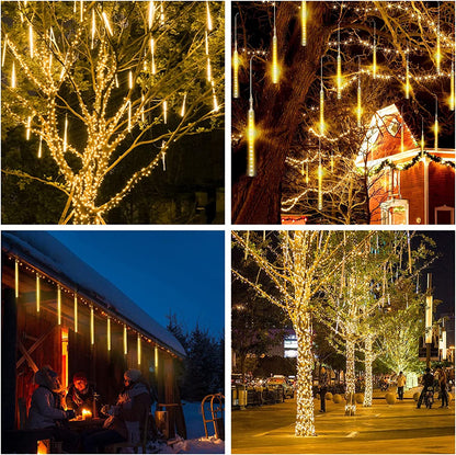 Meteor Shower Rain Lights, 19Ft 8 Tube 192 Leds Christmas Lights Icicles, Icicle Lights Outdoor for Christmas Trees, Christmas Decoration Lights for Patio Garden Lawn Outdoor Christmas Lights