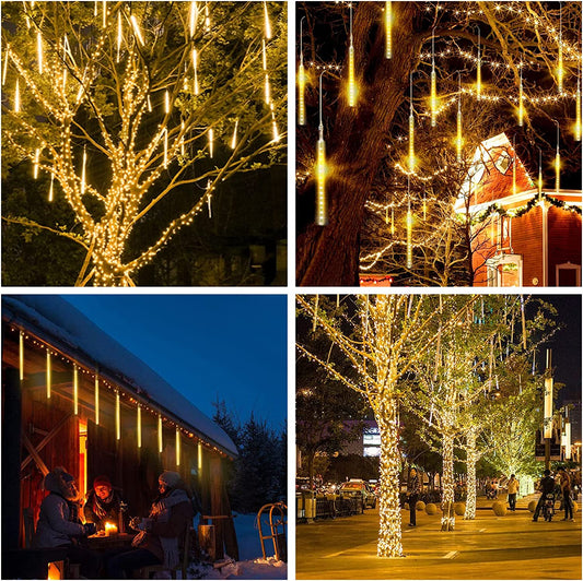 Meteor Shower Rain Lights, 19Ft 8 Tube 192 Leds Christmas Lights Icicles, Icicle Lights Outdoor for Christmas Trees, Christmas Decoration Lights for Patio Garden Lawn Outdoor Christmas Lights