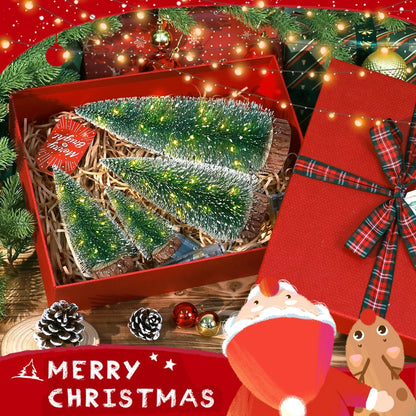 4Pcs Mini Christmas Tree Decorations, Small Christmas Tree Desktop Snow Miniature Pine Tree Tabletop Christmas Tree Small Pine Tree Xmas Decor