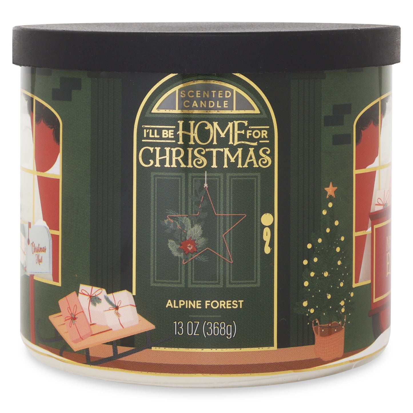 3-Wick Alpine Forest Scented Candle with a Star Scene Wrap, 13-Ounce