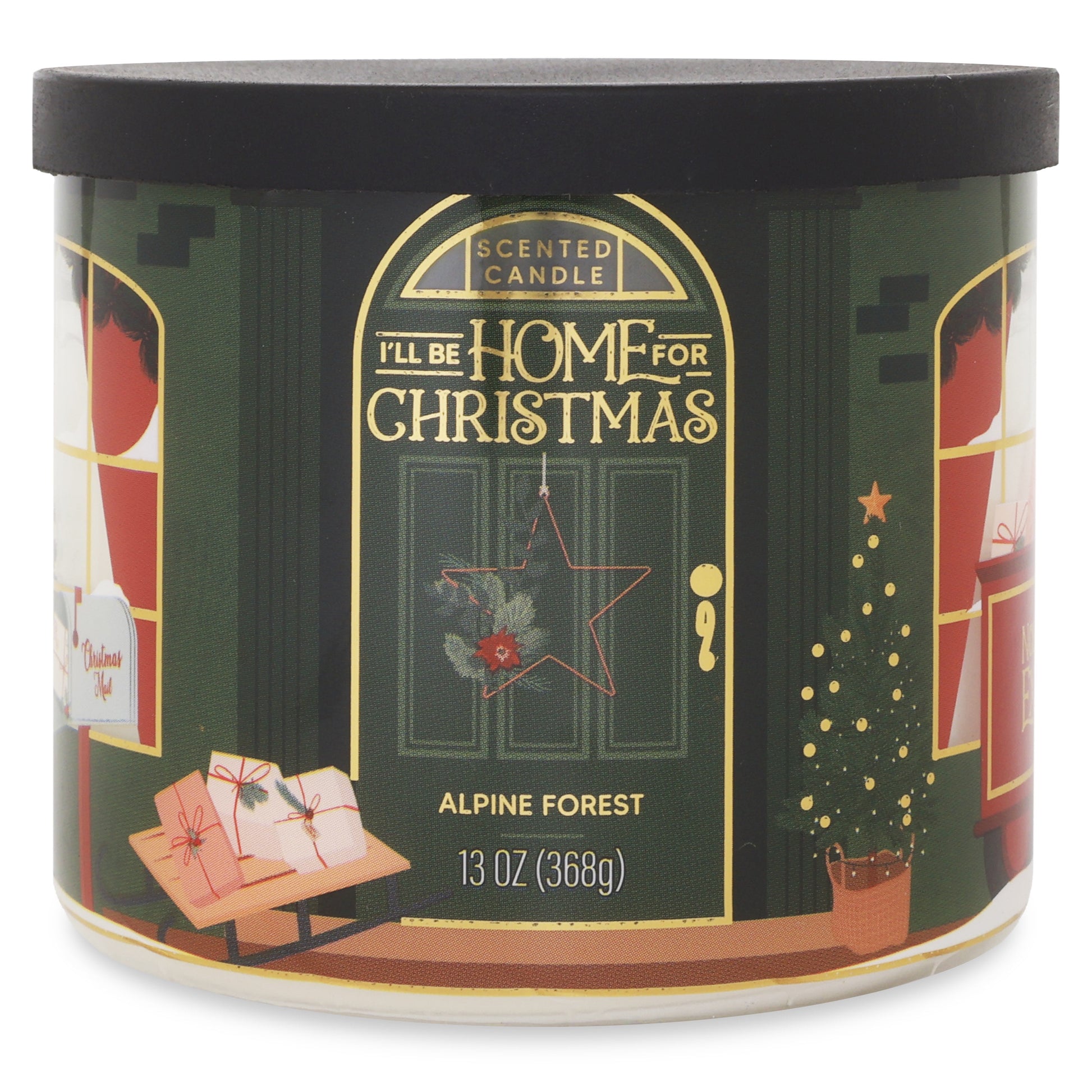 3-Wick Alpine Forest Scented Candle with a Star Scene Wrap, 13-Ounce
