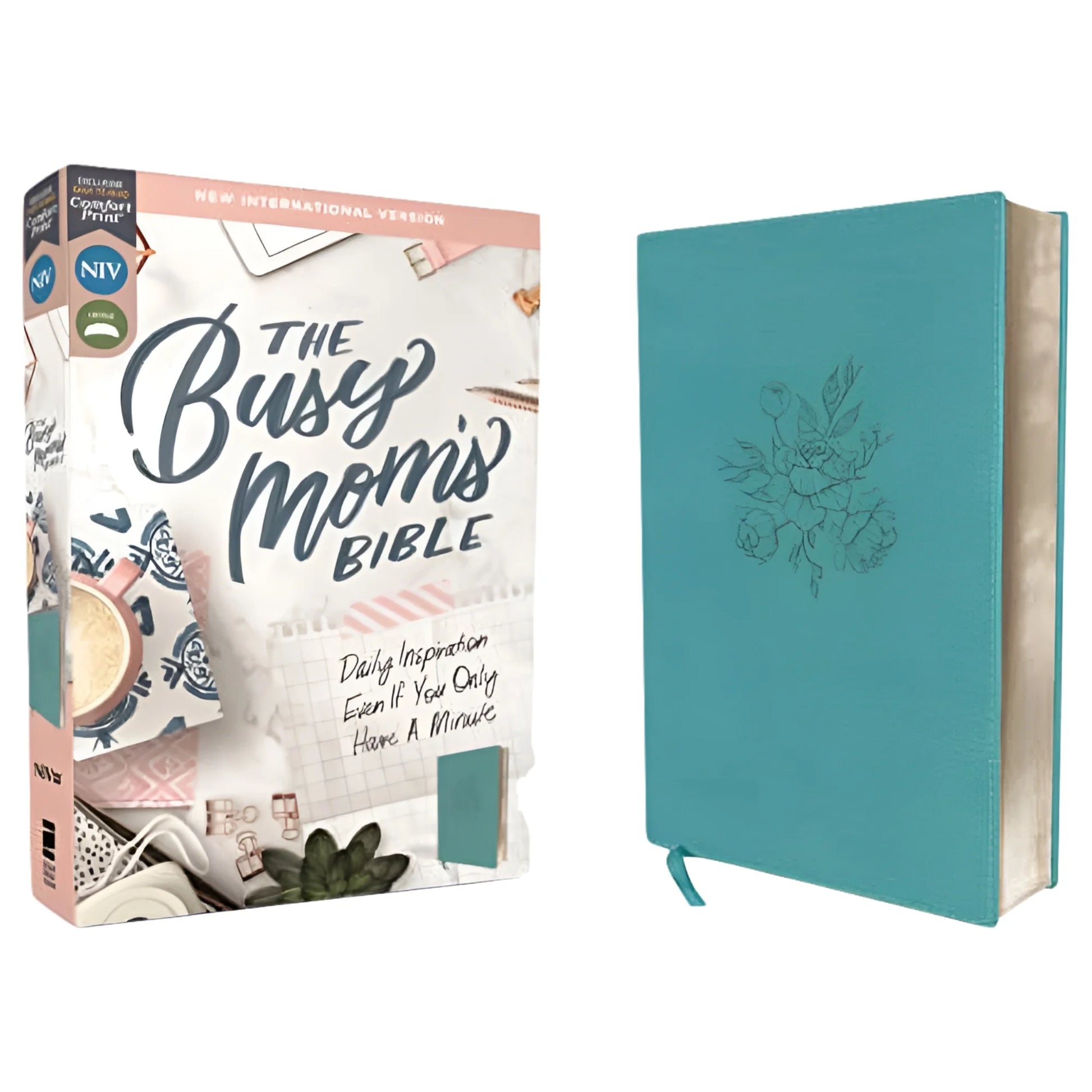 Niv, Busy Mom'S Bible, Leathersoft, Teal, Red Letter Edition, Comfort Print: Daily Inspiration Even If You Only Have One, (Hardcover)