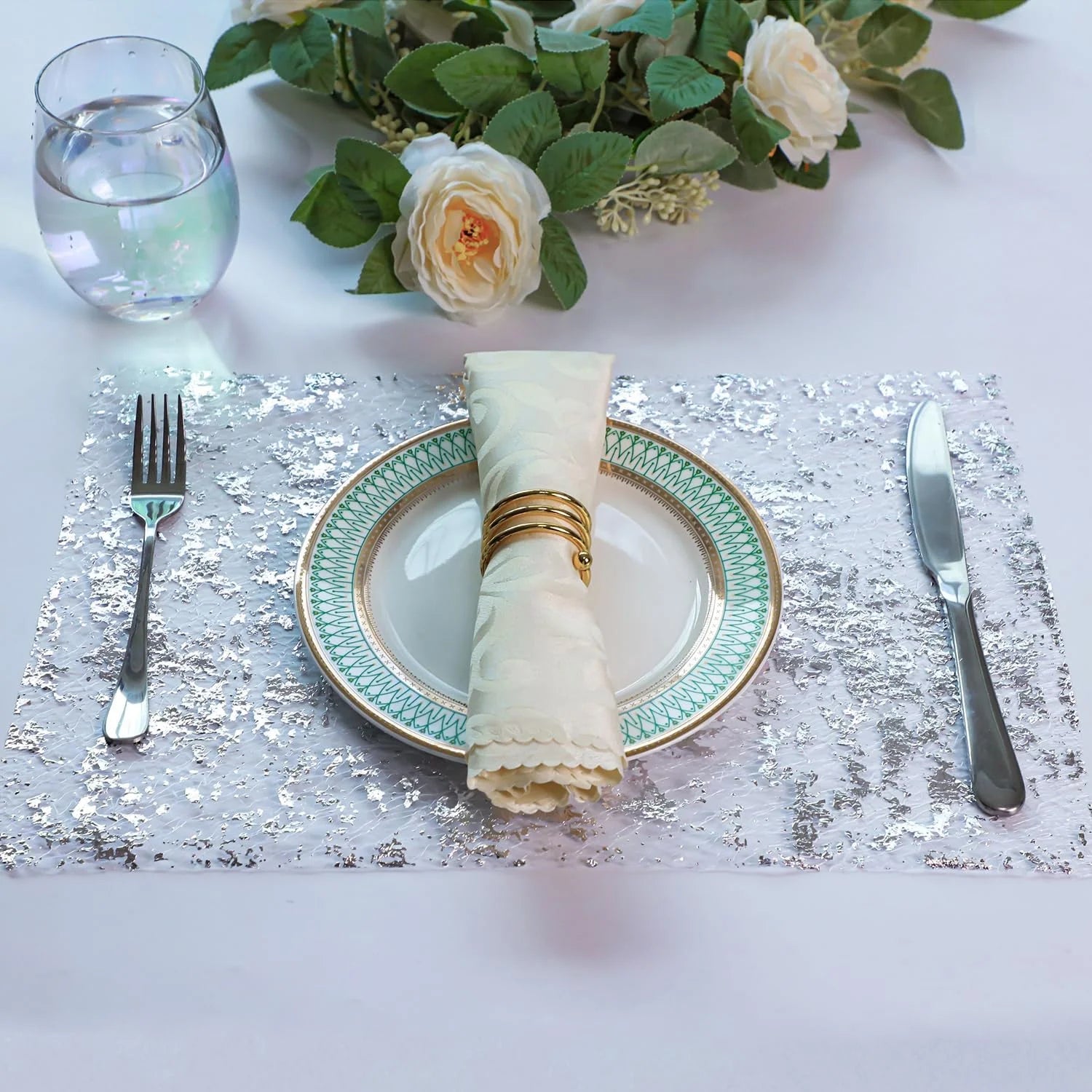 2Pcs 11*108" Gold Table Runner Sequin Glitter Foil Metallic Thin Mesh Tablecloth for Banquet Christmas Table Decor(Silver)