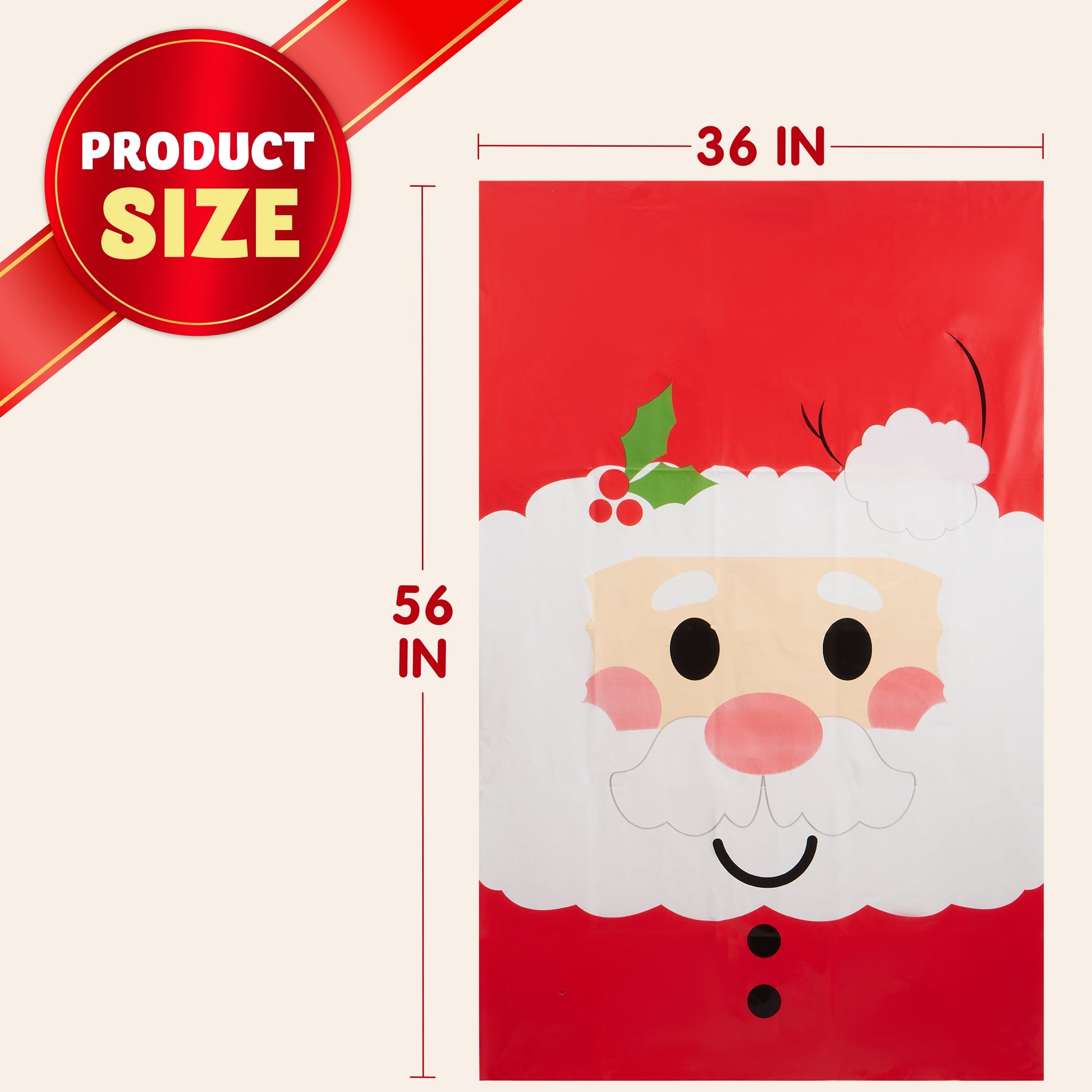 Jumbo Christmas Santa Gift Bag Plastic Xmas Gift Wrapping Bag 56”X36” for Gift Giving, Holiday Presents, Giant Gifts Decorations, Festive Surprises