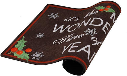 Durable Rubber Christmas Welcome Doormat Decorative Rug Entryway Kitchen Floor Patio Garage Door Mat 29" X 17" (It'S the Most Wonderful Time of the Year)