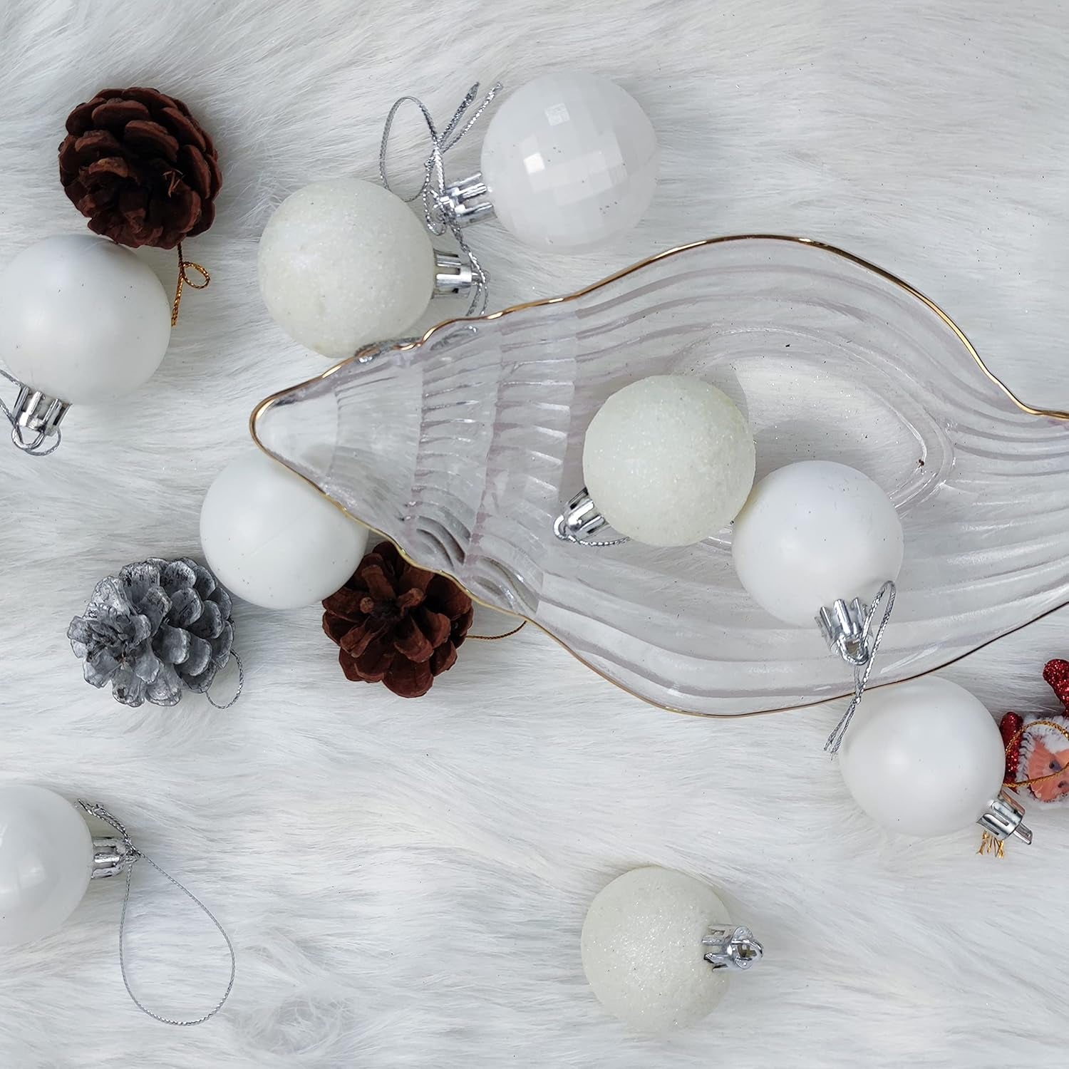 Christmas Ball Ornaments White Christmas Ornaments Small Christmas Tree Ornaments Set Shatterproof Christmas Hanging Decorations for Home