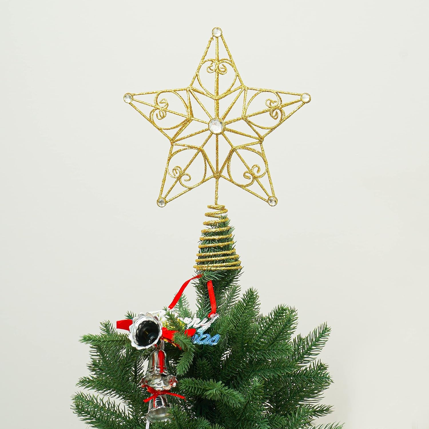 Christmas Tree Topper Gold Star Treetop Indoor Festive Metal Decoration for Holiday Home Ornament