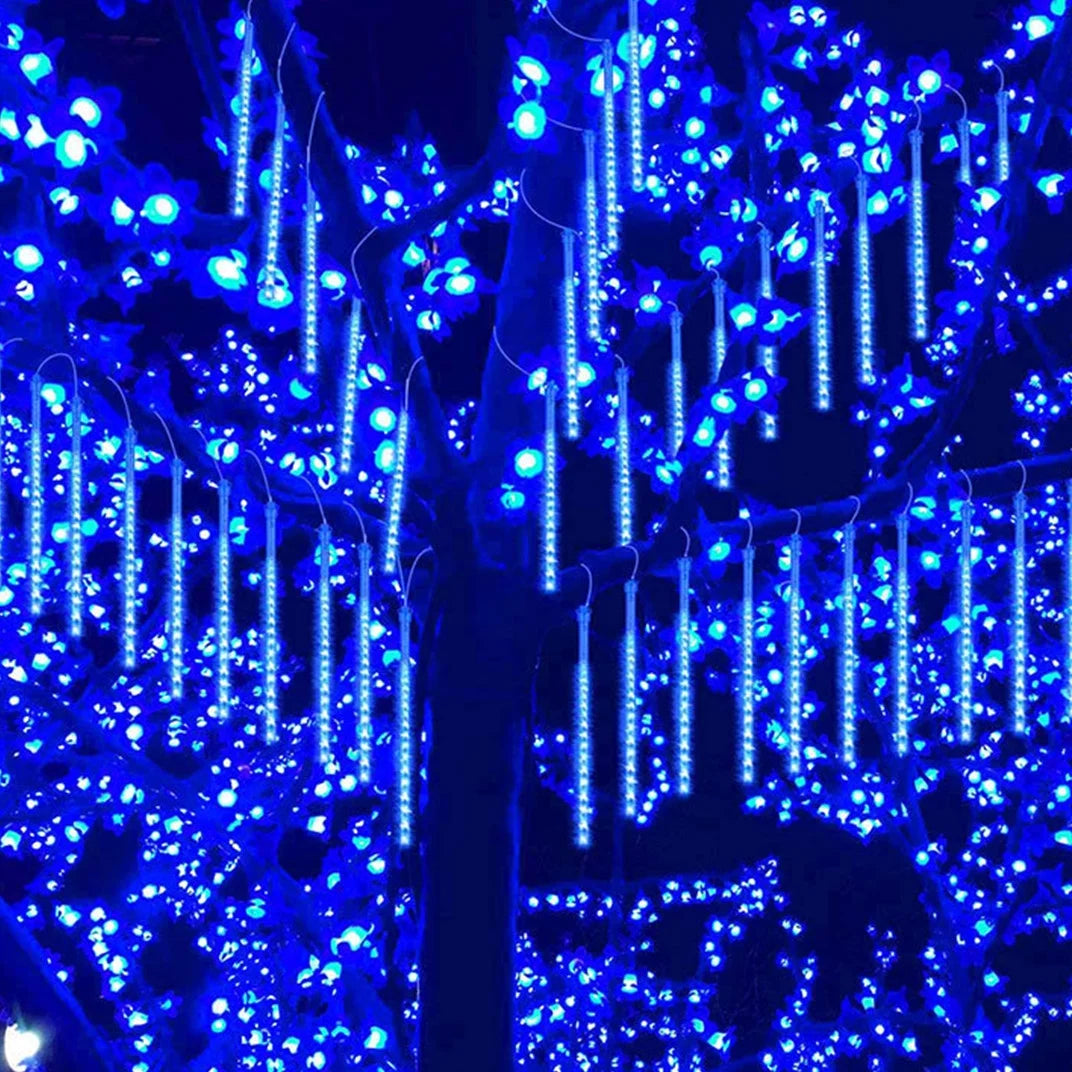 Christmas Lights, Meteor Shower Icicle String Lights, 18 Inches 10 Tubes 360 LED Christmas Lights Outdoor Dropping Lights, Hanging Falling Rain Lights Holiday Christmas Tree Lights, Blue