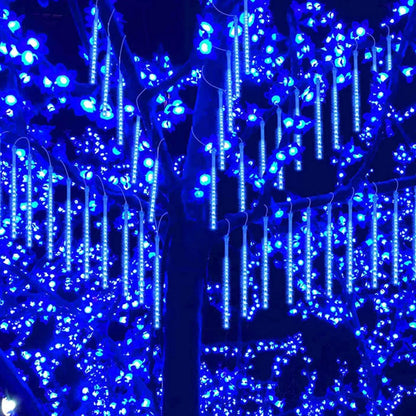 Christmas Lights, Meteor Shower Icicle String Lights, 18 Inches 10 Tubes 360 LED Christmas Lights Outdoor Dropping Lights, Hanging Falling Rain Lights Holiday Christmas Tree Lights, Blue