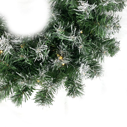 18Ft Christmas Garland with Battery Operated 50 LED Lights and Timer Snow Flocked Christmas Decorations Xmas Garland for Stairs Fireplaces Wall Door Xmas Garland