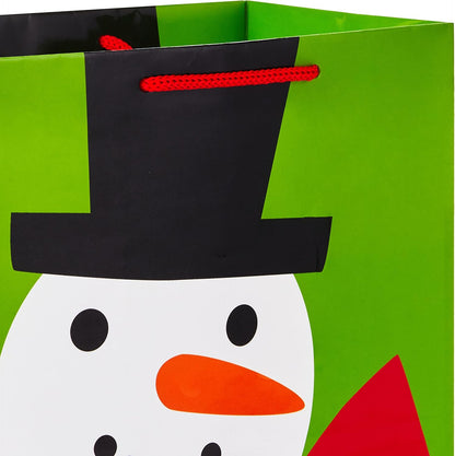 Image Arts 11" Large Holiday Gift Bag Bundle (Pack of 6; Snowman, Ornaments, Stripes)