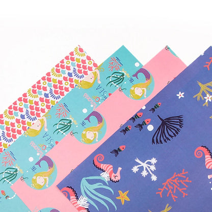 Mermaid Seahorse Seashell Gift Wrapping Paper, 12 Pack (20"X29")
