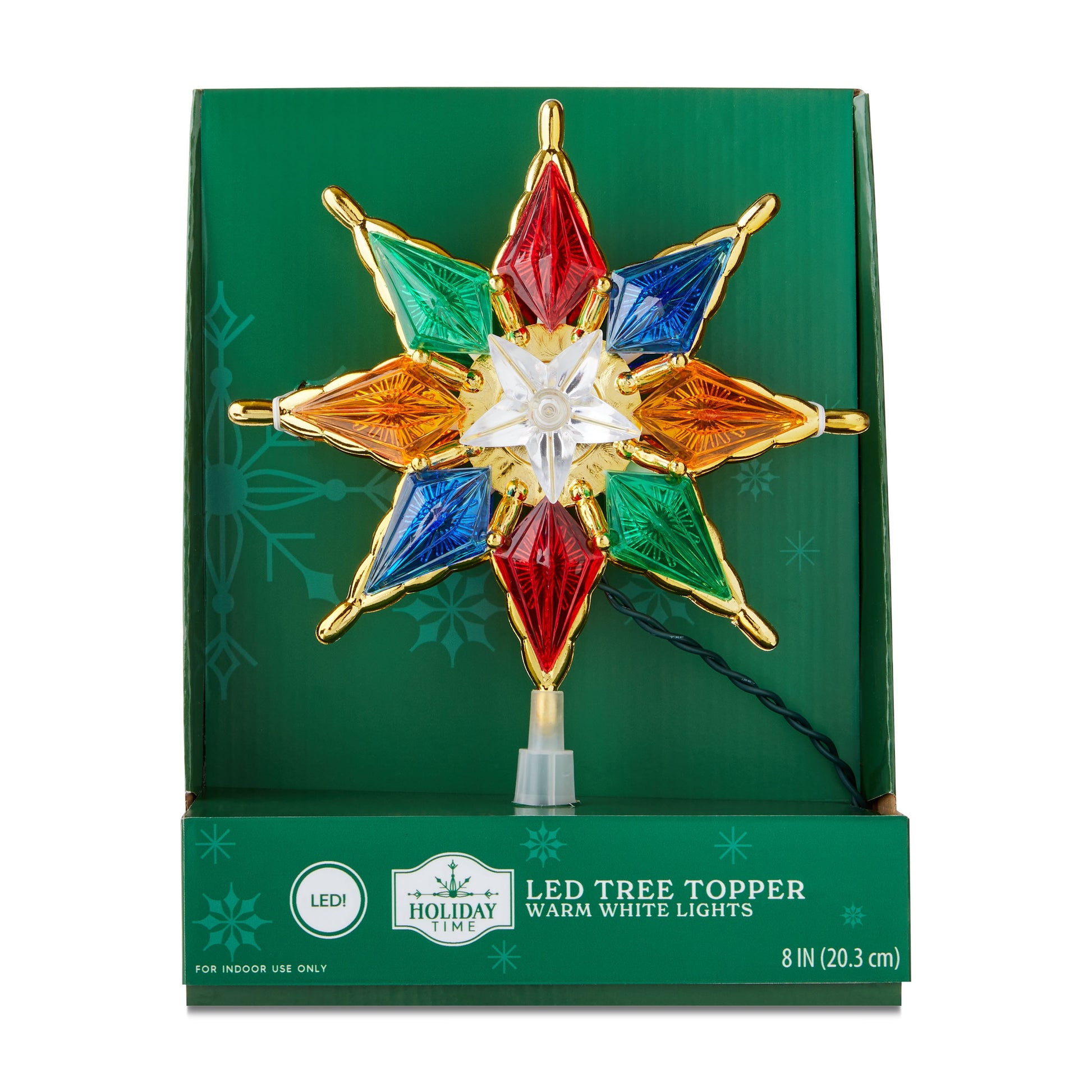 LED Star Christmas Tree Topper, Multicolor, 8", by