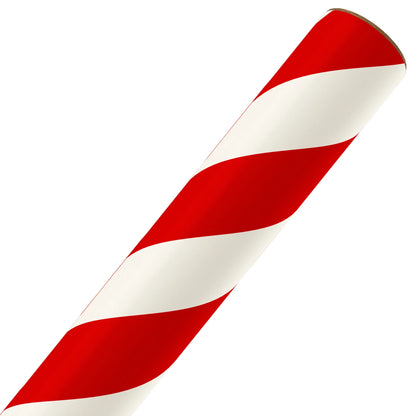 30 In. Diagonal Stripes Christmas Wrapping Paper with Cutlines, Red and Ivory (100 Sq. Ft., 1-Roll)