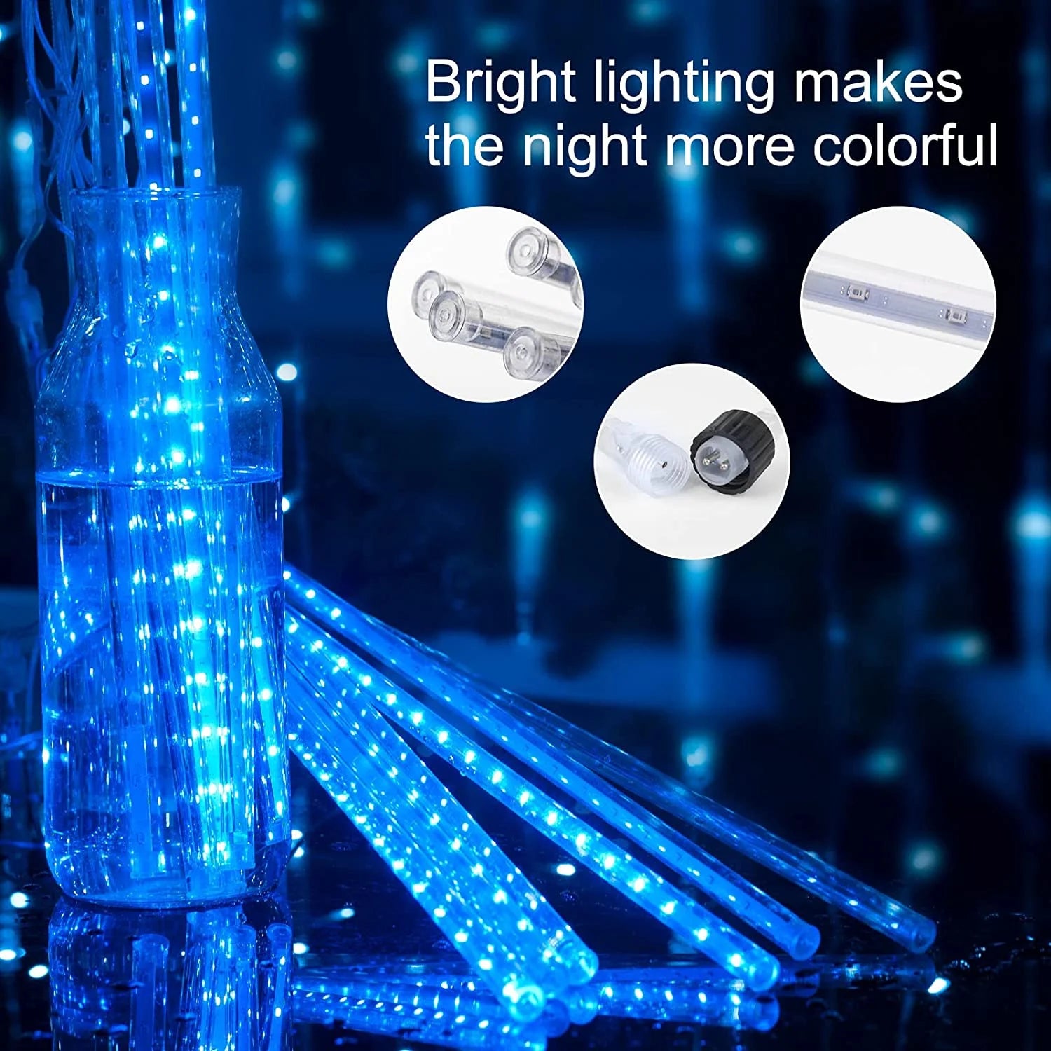 Christmas Lights, Meteor Shower Icicle String Lights, 18 Inches 10 Tubes 360 LED Christmas Lights Outdoor Dropping Lights, Hanging Falling Rain Lights Holiday Christmas Tree Lights, Blue