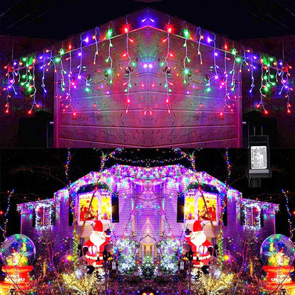 Christmas Icicle Lights Outdoor, 360 LED 29.5Ft 8 Modes Fairy Icicle String