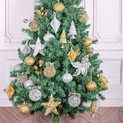 Christmas Ball Ornaments, 4Pc Set Champagne Pinecone Rattan Thread String Christmas Tree Ornament Xmas Trees Wedding Party Decorations