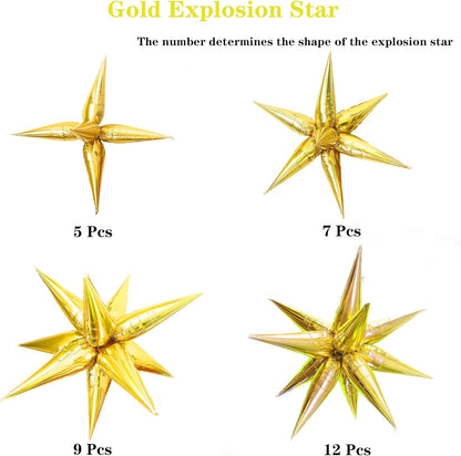 149Pcs Christmas Balloons Garland Kit with Gold Explosion Star Foil Balloons for Xmas Party or New Year Party Decorations