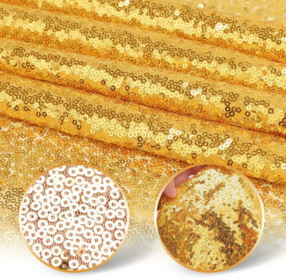 Gold Sequin Table Runners, 2 Pack Glitter 12''X108'' Table Cloth for Graduation Decorations/Birthday/Wedding/Bridal Baby Shower/Christmas Gold Party Decorations