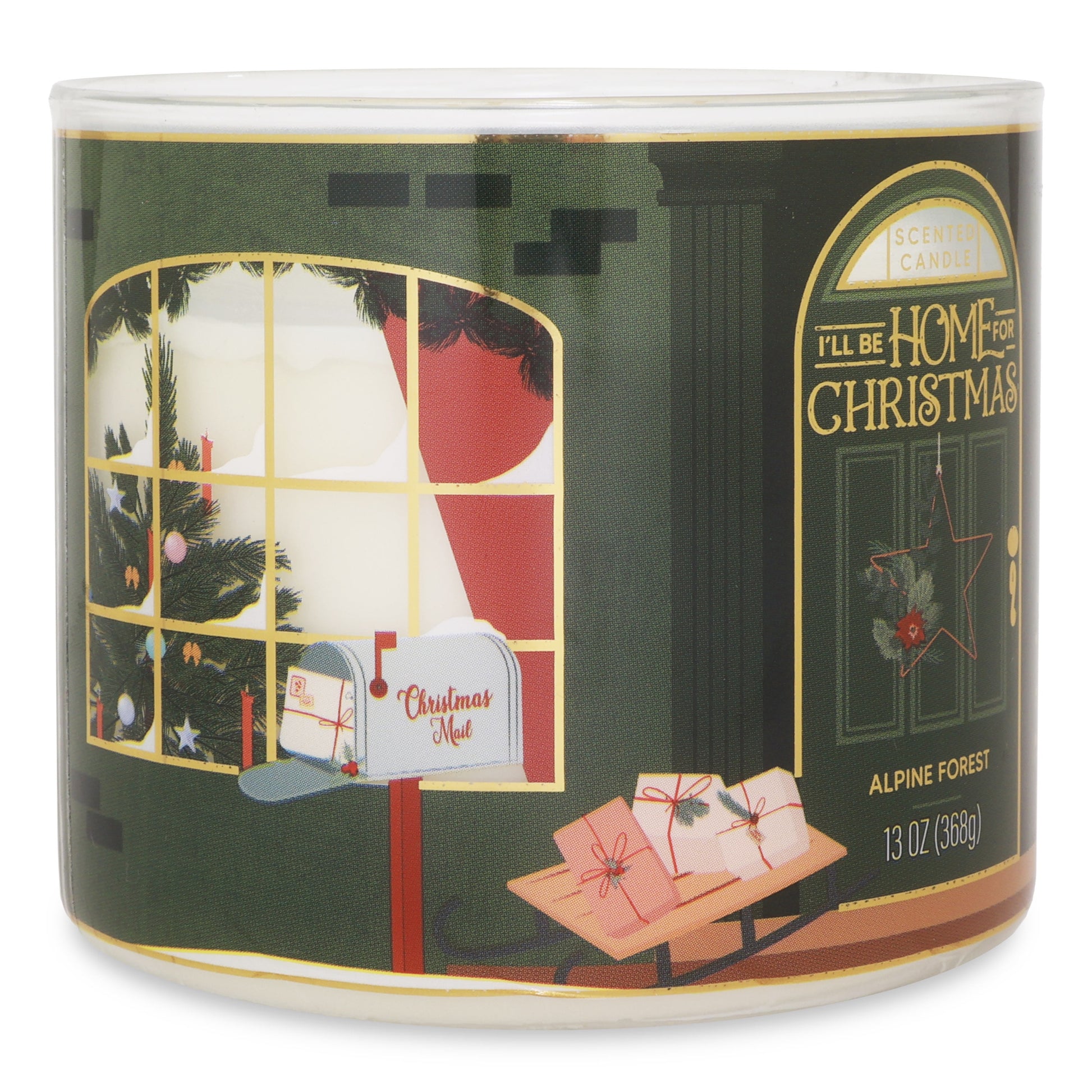 3-Wick Alpine Forest Scented Candle with a Star Scene Wrap, 13-Ounce