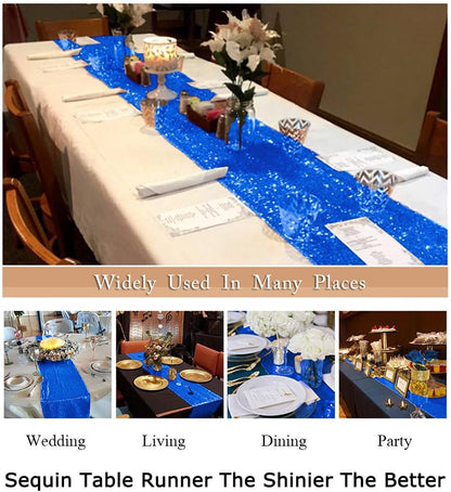 Sequin Table Runner - 12X72-Inch Blue Sparkle Table Cover/Overlay for Party Decoration (Royal Blue)