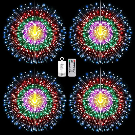 4Pcs Multicolor String Lights - 225LED Copper Wire Hanging Lights with Remote, 8 Modes, Waterproof for Wedding & Christmas Decorations