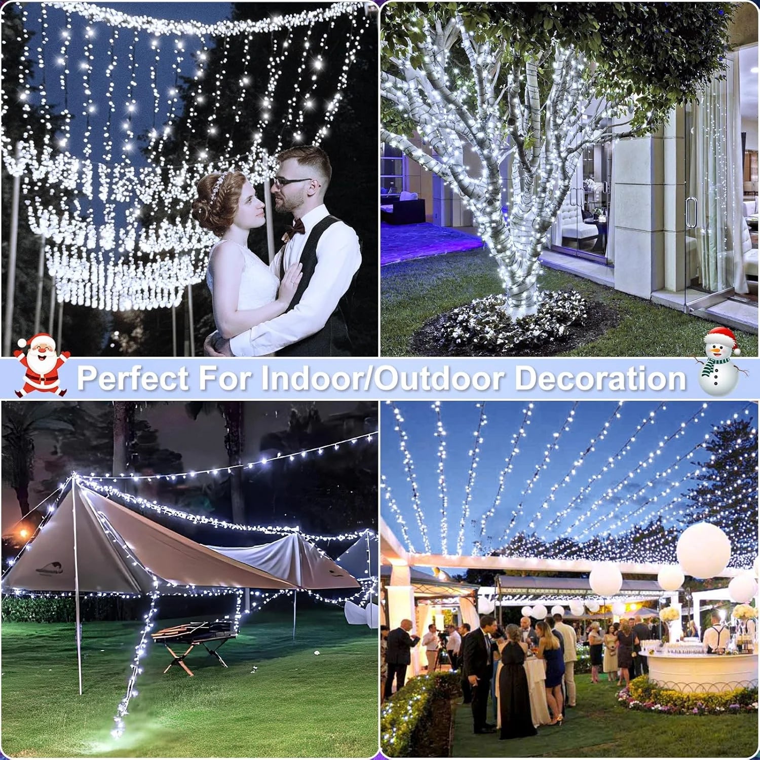 200LED Christmas Lights Outdoor,  66Ft Christmas Lights Plug in Green Wire, 8 Modes Waterproof Fairy String Lights for Xmas Wedding Party Christmas Indoor Decoration,White
