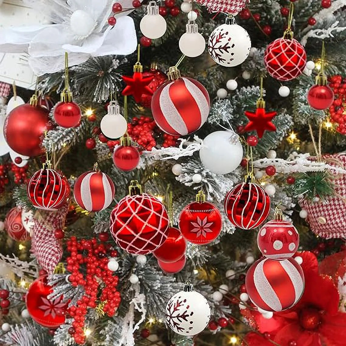 Christmas Ornaments 42Pcs Set , Christmas Decorations Indoor Xmas Ornaments Ball