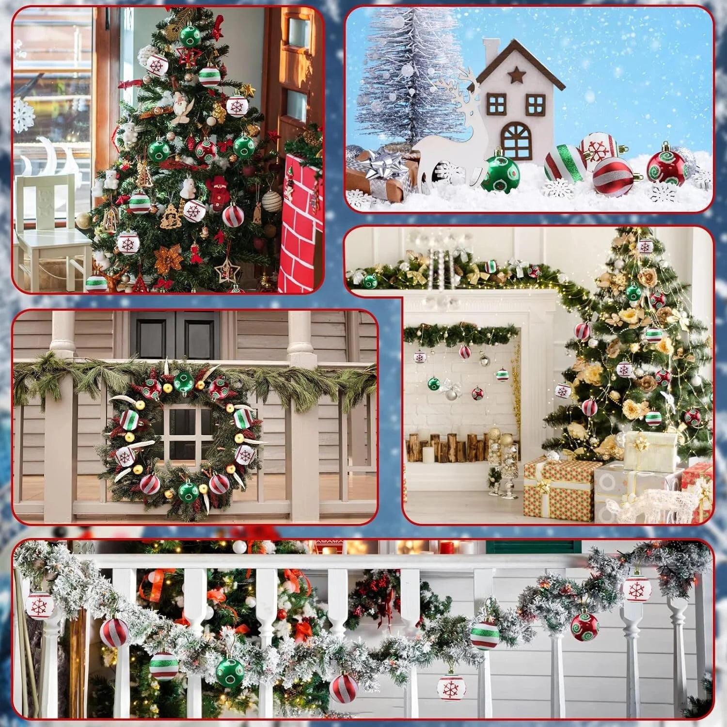 30Pcschristmas Ball Ornaments, 2.35 Inch Christmas Balls, Shatterproof Christmas Balls to Decorate the Christmas Tree, Painting and Glittering Christmas Hanging Balls for Party Events