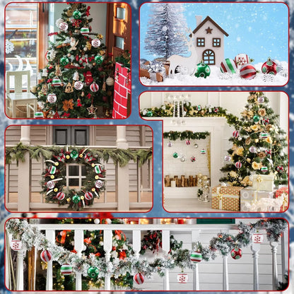 30Pcschristmas Ball Ornaments, 2.35 Inch Christmas Balls, Shatterproof Christmas Balls to Decorate the Christmas Tree, Painting and Glittering Christmas Hanging Balls for Party Events