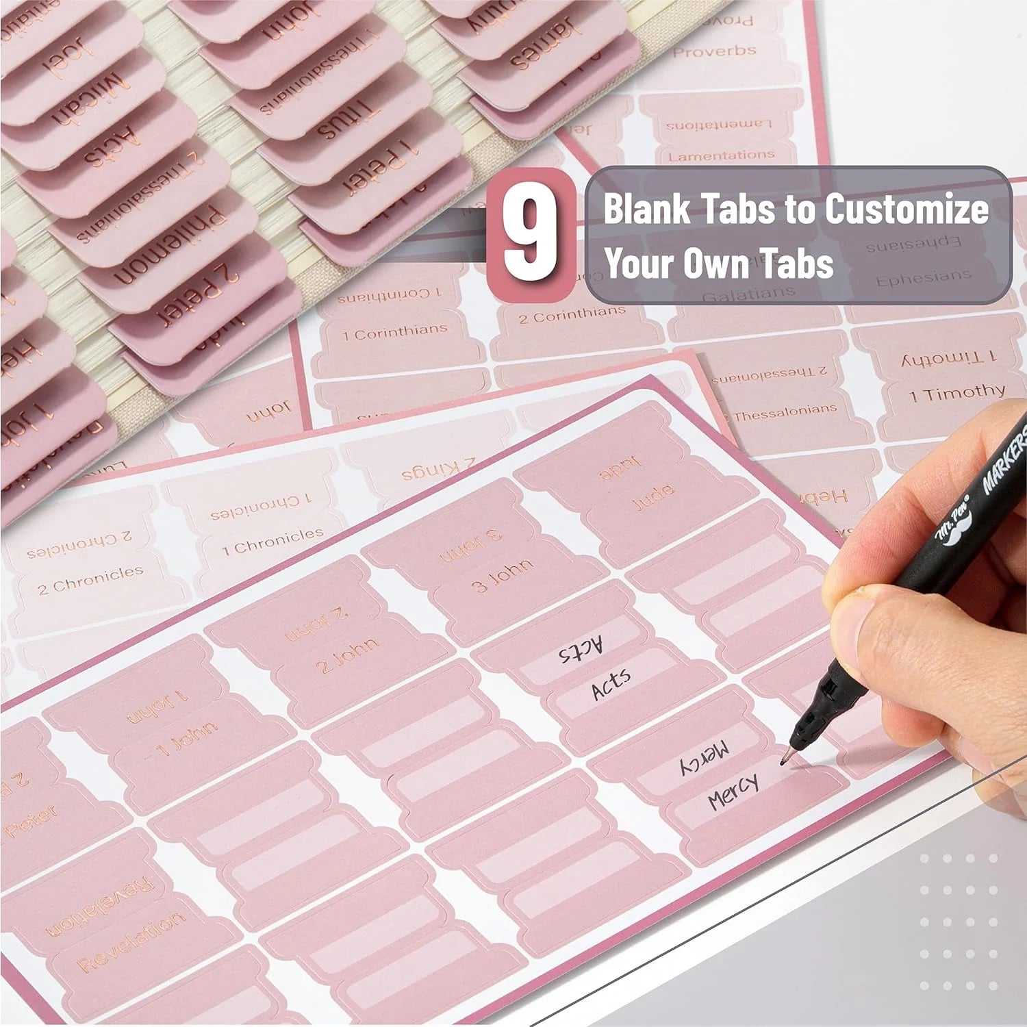 - Bible Tabs, 75 Tabs, Pink Shades, Laminated Bible Tabs for Women and Men