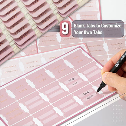 - Bible Tabs, 75 Tabs, Pink Shades, Laminated Bible Tabs for Women and Men