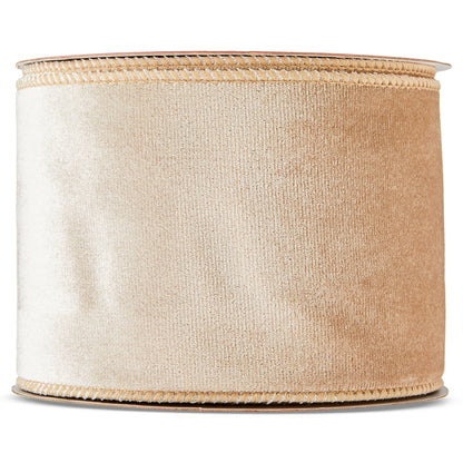 Light Brown Velvet Christmas Ribbon, 3.5" X 30', by