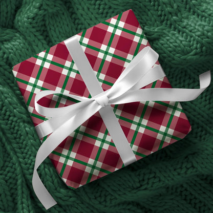 Red and Green Plaid Christmas Wrapping Paper, 160 Sq Ft, by