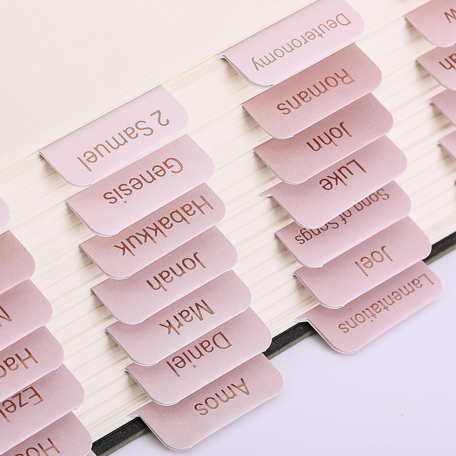 - Bible Tabs, 75 Tabs, Pink Shades, Laminated Bible Tabs for Women and Men