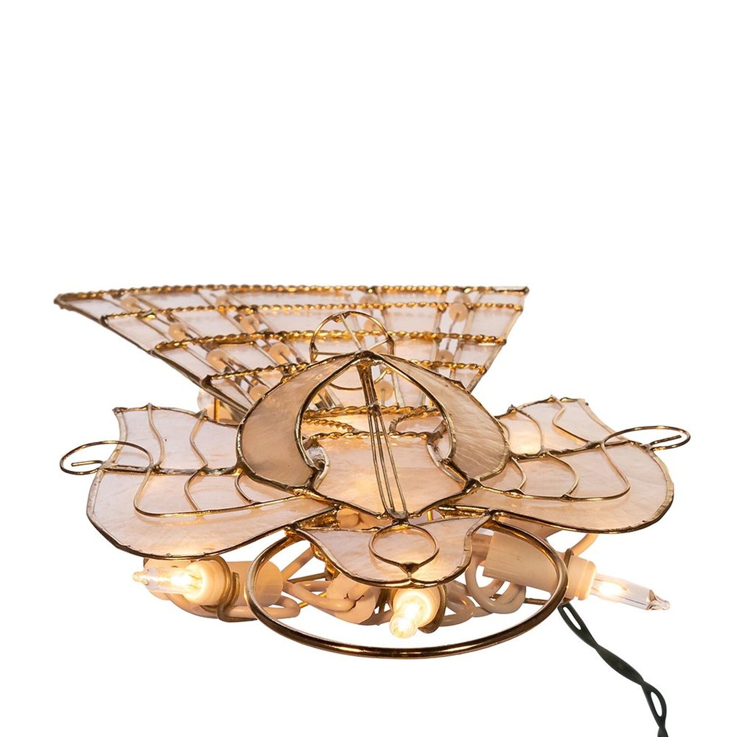 Kurt Adler UL3113 10-Light Capiz Angel Treetop with Vines and Pearls, 9.75-Inch