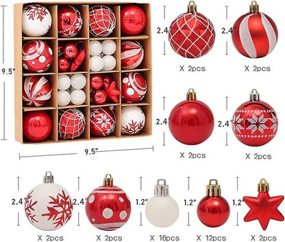 Christmas Ornaments 42Pcs Set , Christmas Decorations Indoor Xmas Ornaments Ball