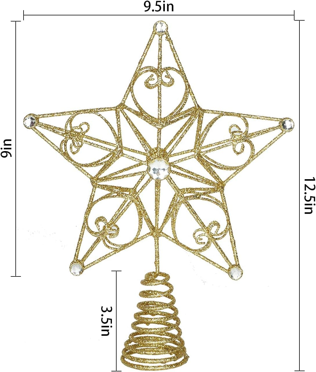 Christmas Tree Topper Gold Star Treetop Indoor Festive Metal Decoration for Holiday Home Ornament