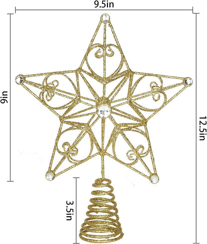 Christmas Tree Topper Gold Star Treetop Indoor Festive Metal Decoration for Holiday Home Ornament