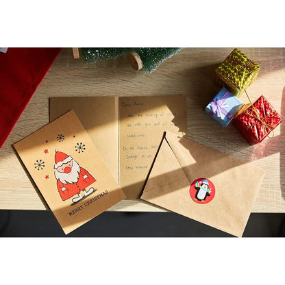 36 Pack Kraft Cute Christmas Greeting Cards with Envelopes, 4X6 Bulk Holiday Cards for Xmas Winter Holiday Season, 6 Red White Festive Designs