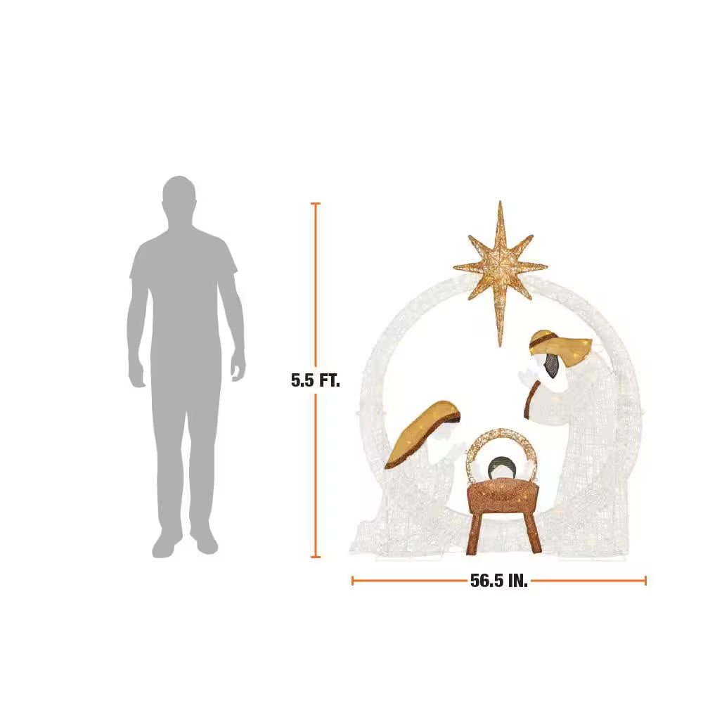 5.5 Ft. Polar Wishes LED Nativity Scene Holiday Yard Decoration Y45